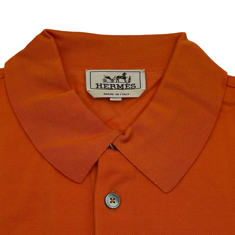 エルメス HERMES H刺繍ポケット半袖ポロシャツ オレンジ コットン