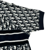 クリスチャン・ディオール Christian Dior オブリーク総柄ショートスリーブスウェットシャツ 113S06A4022 ネイビー コットン レディース スウェット