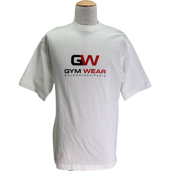 BALENCIAGA バレンシアガ 半袖Tシャツ ホワイトМ バレンシアガ BALENCIAGA GYM WEARロゴ 半袖Tシャツ 620969 ホワイト