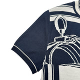 エルメス HERMES 無秩序半袖ニットシャツ 4E2654D6 ネイビー シルク レディース 半袖シャツ