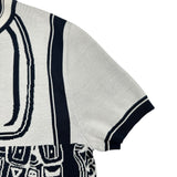 エルメス HERMES 無秩序半袖ニットシャツ 4E2654D6 ネイビー シルク レディース 半袖シャツ