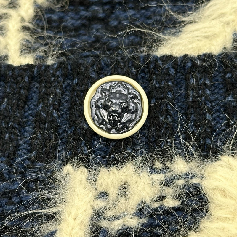 シャネル CHANEL ライオンボタンニットカーディガン P73573 ネイビー カシミヤ レディース カーディガン シャネル CHANEL ライオンボタンニットカーディガン P73573 ネイビー