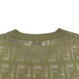 フェンディ FENDI FF総柄シースルー半袖ニットシャツ FZY793 グリーン コットン レディース 半袖シャツ