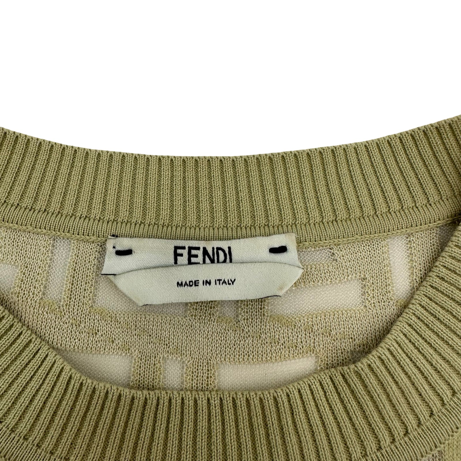 フェンディ FENDI FF総柄シースルー半袖ニットシャツ FZY793 グリーン