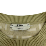 フェンディ FENDI FF総柄シースルー半袖ニットシャツ FZY793 グリーン コットン レディース 半袖シャツ