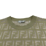 フェンディ FENDI FF総柄シースルー半袖ニットシャツ FZY793 グリーン コットン レディース 半袖シャツ