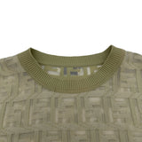 フェンディ FENDI FF総柄シースルー半袖ニットシャツ FZY793 グリーン コットン レディース 半袖シャツ