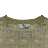 フェンディ FENDI FF総柄シースルー半袖ニットシャツ FZY793 グリーン コットン レディース 半袖シャツ