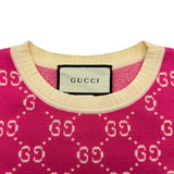 グッチ GUCCI GG総柄半袖ニットシャツ 555023 ピンク コットン レディース 半袖シャツ