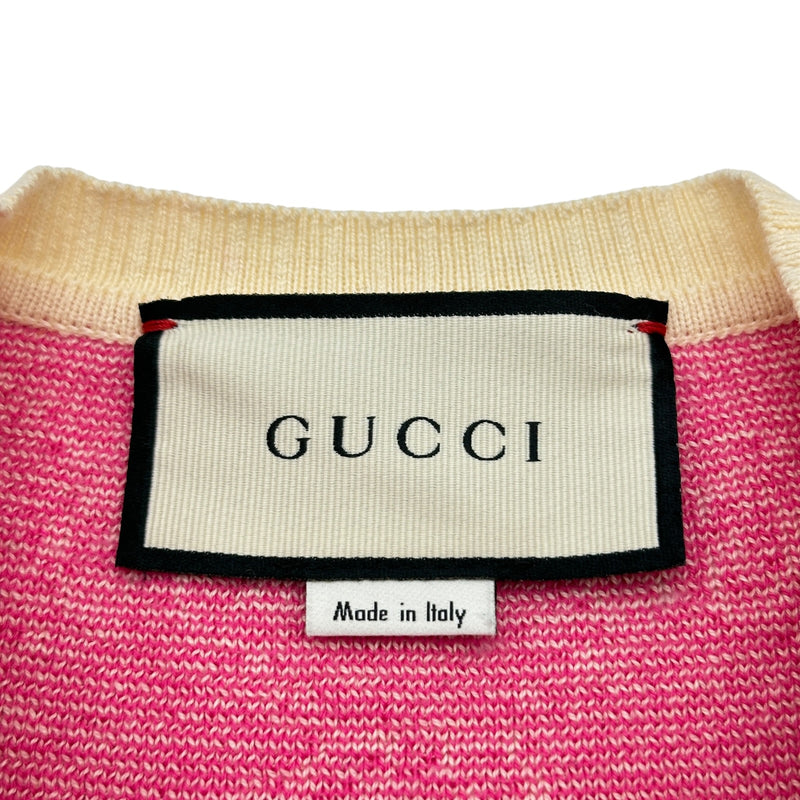 グッチ GUCCI GG総柄半袖ニットシャツ 555023 ピンク コットン