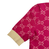 グッチ GUCCI GG総柄半袖ニットシャツ 555023 ピンク コットン レディース 半袖シャツ