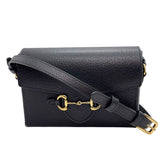 グッチ GUCCI ホースビット 1955 フラップショルダーバッグ 732314 ブラック ゴールド金具 レザー レディース ショルダーバッグ