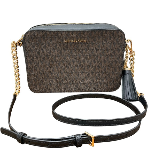 美品 マイケルコース ショルダーバッグ メンズ MK柄　値下げ不可 マイケル・コース MICHAEL KORS MKロゴ ショルダーバッグ ブラウン