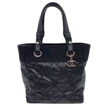 シャネル CHANEL パリビアリッツトートPM A34208 12番台 ブラック シルバー金具 コーティングキャンバス レディース トートバッグ