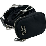 プラダ PRADA ブラッシュドレザー フラップ ショルダーバッグ 1BD295 ブラック レザー/ナイロン レディース ショルダーバッグ