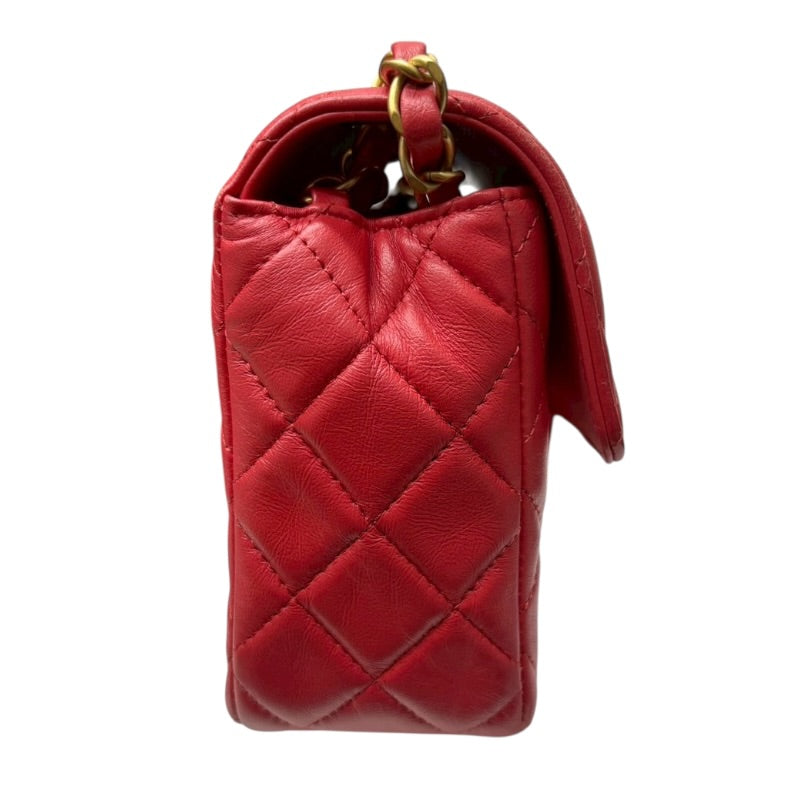 シャネル CHANEL マトラッセミニフラップバッグ AS3737 レッド/ゴールド金具 ラムスキン レディース ショルダーバッグ シャネル CHANEL マトラッセミニフラップバッグ AS3737 レッド