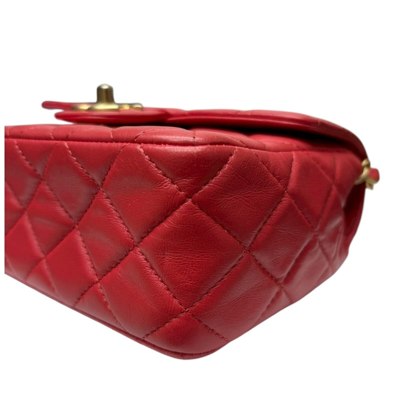 シャネル CHANEL マトラッセミニフラップバッグ AS3737 レッド/ゴールド金具 ラムスキン レディース ショルダーバッグ シャネル CHANEL マトラッセミニフラップバッグ AS3737 レッド