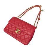 シャネル CHANEL マトラッセミニフラップバッグ AS3737 レッド/ゴールド金具 ラムスキン レディース ショルダーバッグ