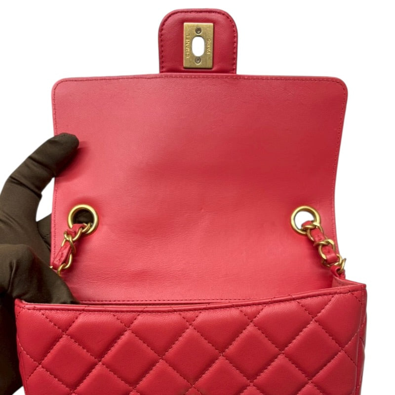 シャネル CHANEL マトラッセミニフラップバッグ AS3737 レッド/ゴールド金具 ラムスキン レディース ショルダーバッグ シャネル CHANEL マトラッセミニフラップバッグ AS3737 レッド
