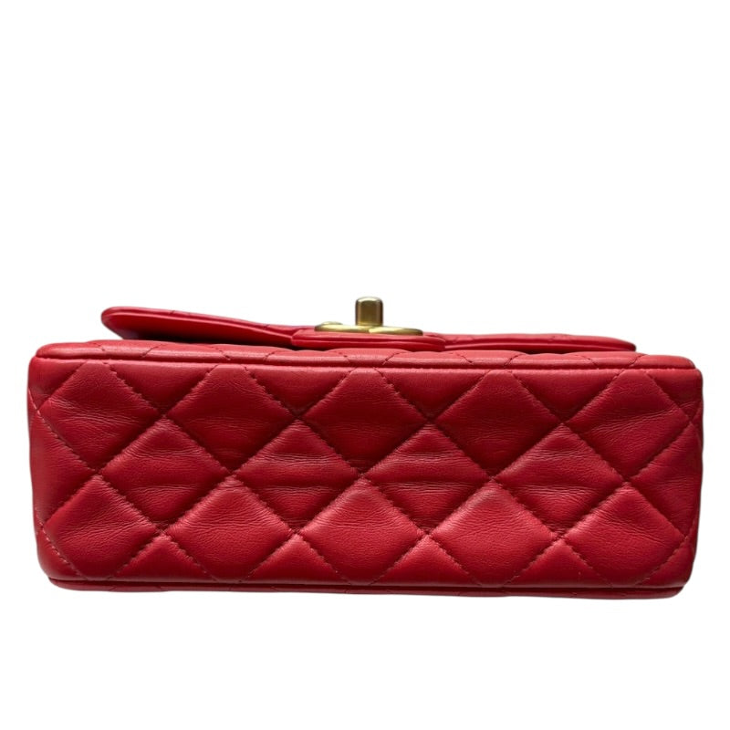 シャネル CHANEL マトラッセミニフラップバッグ AS3737 レッド/ゴールド金具 ラムスキン レディース ショルダーバッグ シャネル CHANEL マトラッセミニフラップバッグ AS3737 レッド