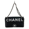シャネル CHANEL ロゴフラップバッグ ブラック シルバー金具 ナイロン レディース ショルダーバッグ