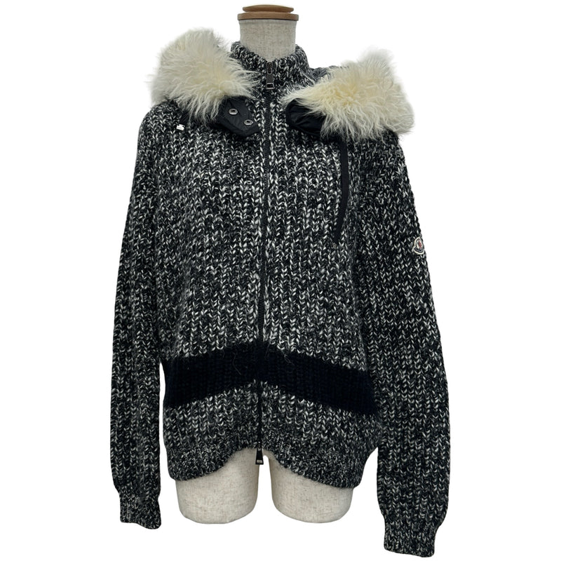 モンクレール MONCLER ファー付きジップアップニットカーディガン