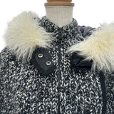 モンクレール MONCLER ファー付きジップアップニットカーディガン ブラック ウール レディース カーディガン