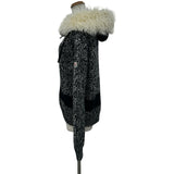 モンクレール MONCLER ファー付きジップアップニットカーディガン ブラック ウール レディース カーディガン