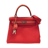 エルメス HERMES ケリー25 タッチ 内縫い Z刻 ローズテキサス シルバー金具 トゴ リザード レディース ハンドバッグ ショルダーバッグ