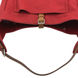 エルメス HERMES マルワリPM ▢L刻印 レッド/ゴールド シルバー金具 トワル/レザー レディース トートバッグ