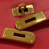 エルメス HERMES ケリー28 外縫い □M刻 ヴァーミリオン ゴールド金具 エプソン レディース ハンドバッグ ショルダーバッグ