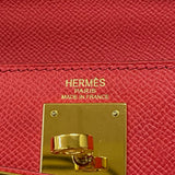 エルメス HERMES ケリー28 外縫い □M刻 ヴァーミリオン ゴールド金具 エプソン レディース ハンドバッグ ショルダーバッグ