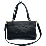 シャネル CHANEL ココマーク2Ｗａｙトートバッグ 10番台 ブラック ゴールド金具 キャビアスキン レディース ショルダーバッグ