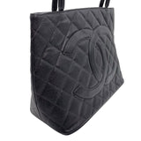 シャネル CHANEL 復刻トート A01804 ブラック シルバー金具 牛革 キャビア レディース トートバッグ