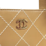 シャネル CHANEL ワイルドステッチハンドバッグ A18126 ベージュ　ゴールド金具 レザー レディース ハンドバッグ