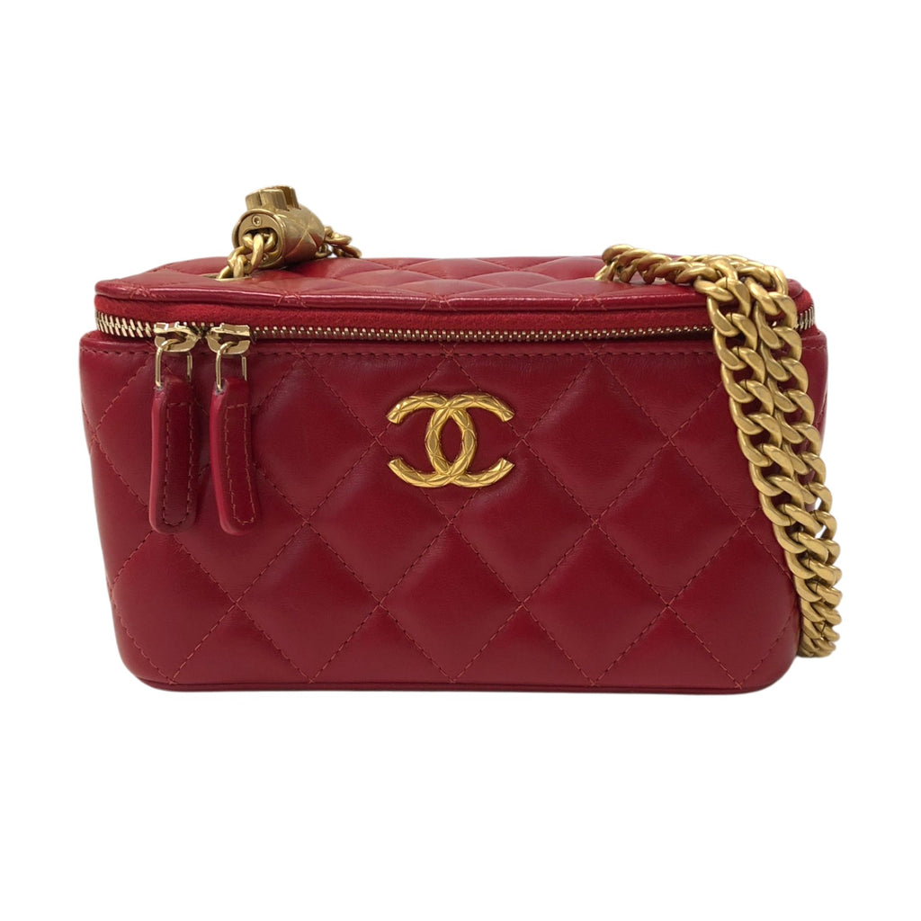 シャネル CHANEL マトラッセ チェーンヴァニティバッグ AP3044 レッド