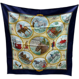 エルメス HERMES カレ90 Auteuil en Mai ベージュ/ネイビー/ブラウン シルク レディース スカーフ