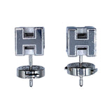 エルメス HERMES Hキューブピアス ブルー/シルバー金具 エナメル/メタル ジュエリー
