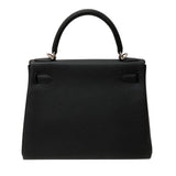 エルメス HERMES ケリー28 内縫い K刻 ブラック シルバー金具 トゴ レディース ショルダーバッグ