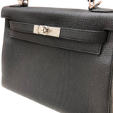 エルメス HERMES ケリー28 内縫い K刻 ブラック シルバー金具 トゴ レディース ショルダーバッグ