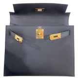 エルメス HERMES ケリー28　外縫い W刻印 ブラック・ゴールド金具 エプソン レディース ハンドバッグ