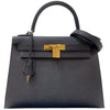 エルメス HERMES ケリー28　外縫い W刻印 ブラック・ゴールド金具 エプソン レディース ハンドバッグ