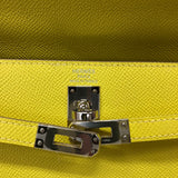 エルメス HERMES ケリー25 外縫い U刻 ライム シルバー金具 エプソン レディース ハンドバッグ