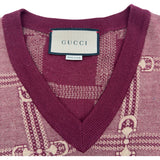 グッチ GUCCI ホースビットロゴVネックニットセーター 716358 ワインレッド ウール レディース セーター