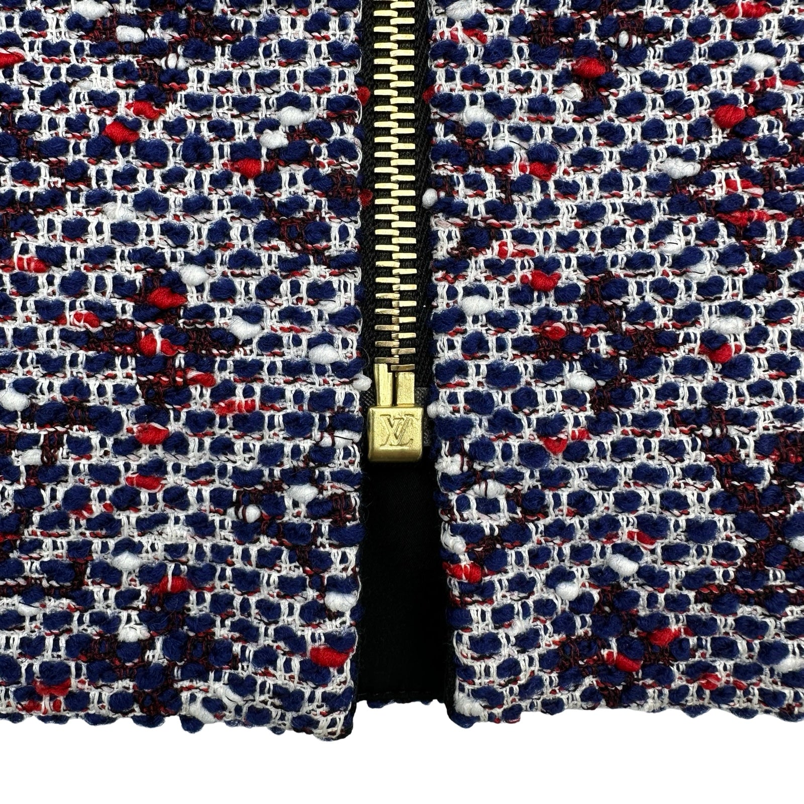 ルイ・ヴィトン LOUIS VUITTON ツィード切替ジップアップワンピース