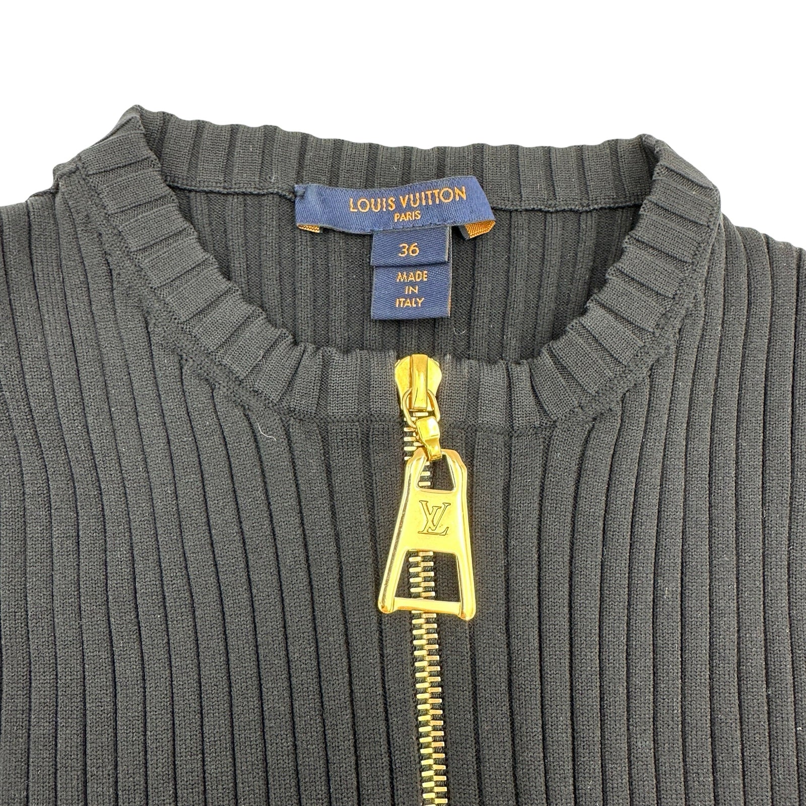ルイ・ヴィトン LOUIS VUITTON ツィード切替ジップアップワンピース