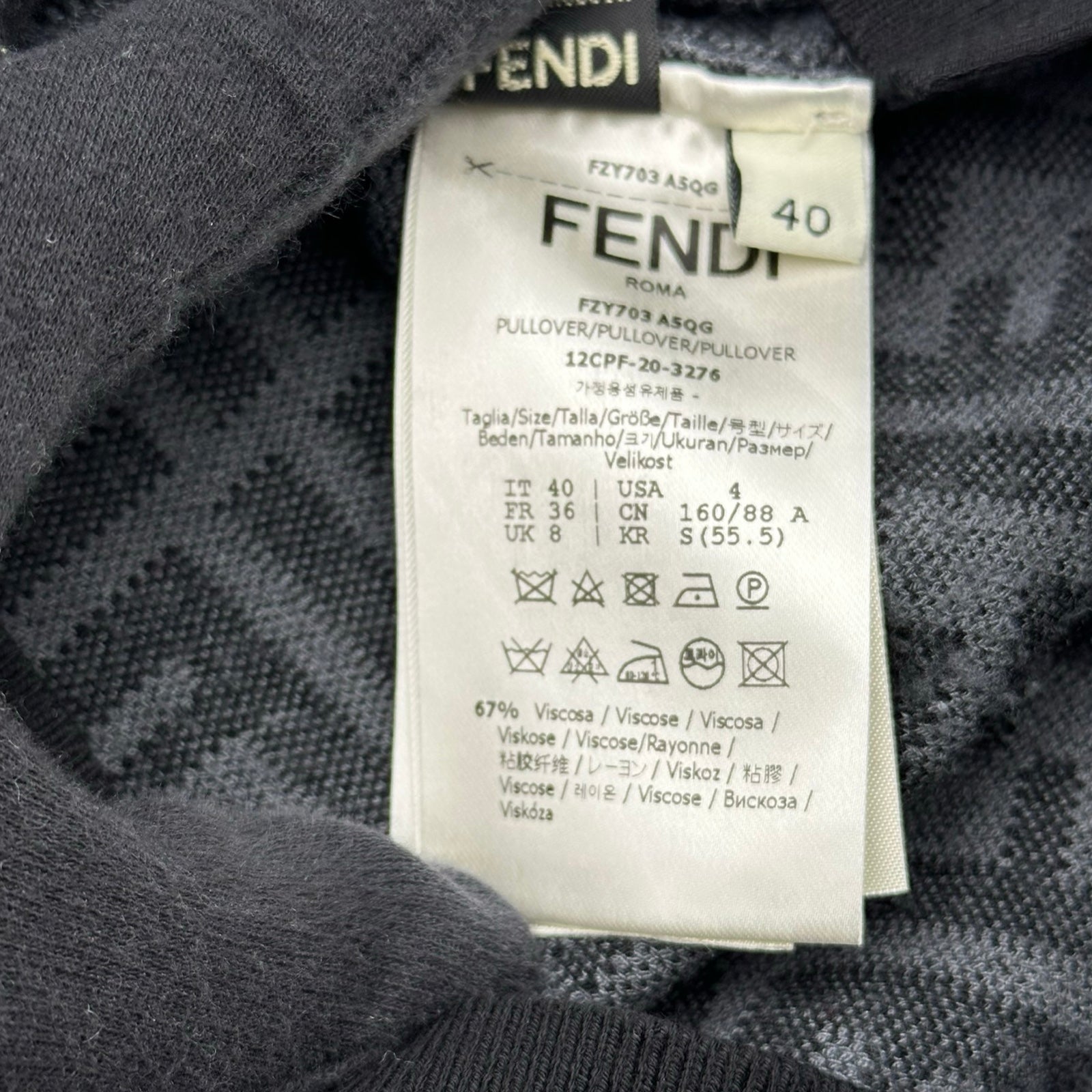 フェンディ FENDI FF総柄ニットセーター F2Y703 グレー レーヨン