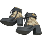 グッチ GUCCI GGマーモントキャンバスショートブーツ 719849 ブラック レザー レディース ブーツ