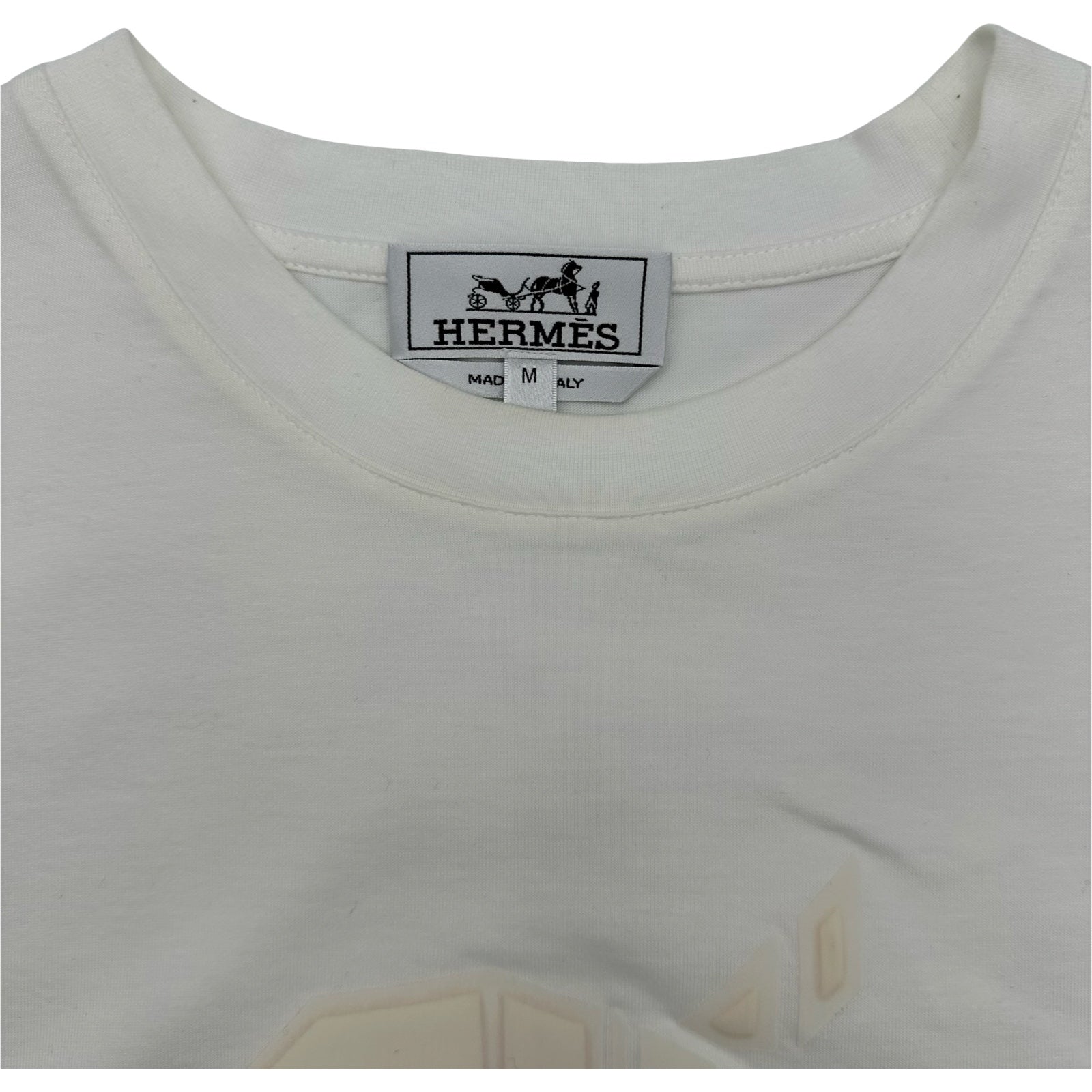 HERMES エルメス　22SS Tシャツ　 3Dプリント　エンボス　ホワイト エルメス HERMES 3Dロゴ 半袖Tシャツ ホワイト コットン メンズ 半袖T