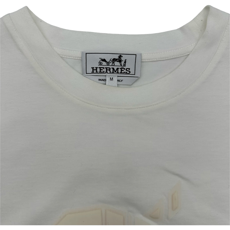 エルメス HERMES 3Dロゴ 半袖Tシャツ ホワイト コットン メンズ 半袖T
